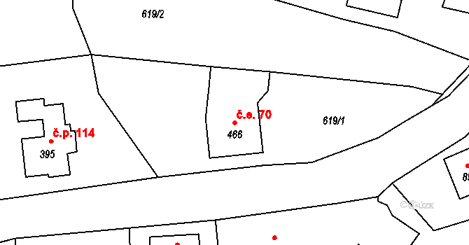 Alšovice 70, Pěnčín na parcele st. 466 v KÚ Alšovice, Katastrální mapa