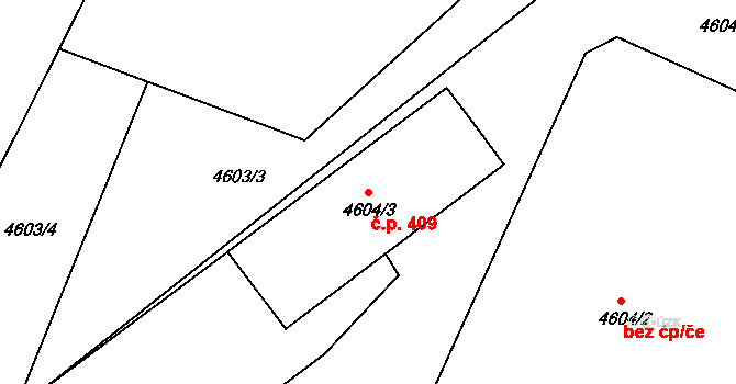 Bzenec 409 na parcele st. 4604/3 v KÚ Bzenec, Katastrální mapa