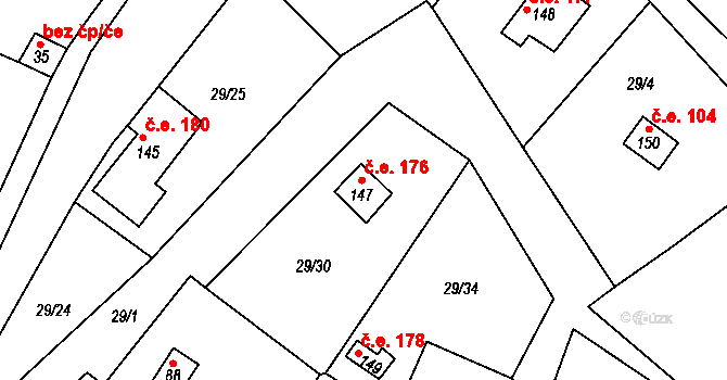 Rounek 176, Vyskytná nad Jihlavou na parcele st. 147 v KÚ Rounek, Katastrální mapa