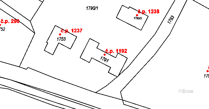 Rýmařov 1192 na parcele st. 1791 v KÚ Rýmařov, Katastrální mapa