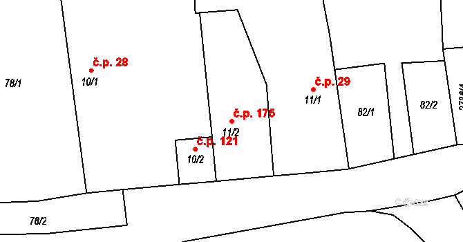 Plavsko 175 na parcele st. 11/2 v KÚ Plavsko, Katastrální mapa