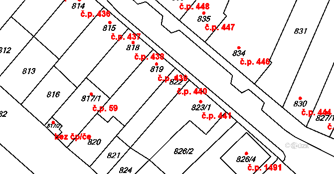 Mikulov 440 na parcele st. 822 v KÚ Mikulov na Moravě, Katastrální mapa