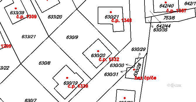 Hořovice 1332 na parcele st. 630/20 v KÚ Velká Víska, Katastrální mapa