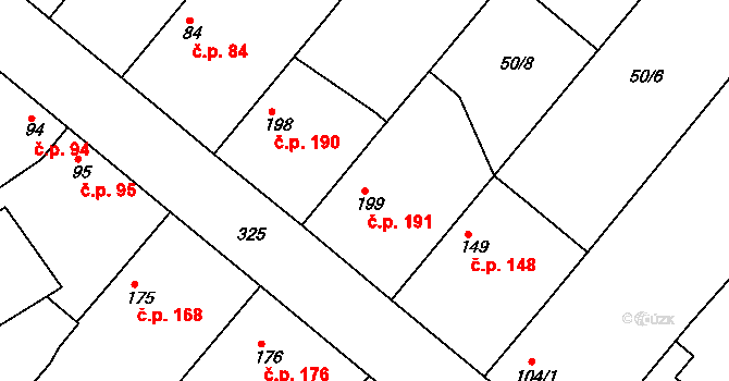 Litol 191, Lysá nad Labem na parcele st. 199 v KÚ Litol, Katastrální mapa