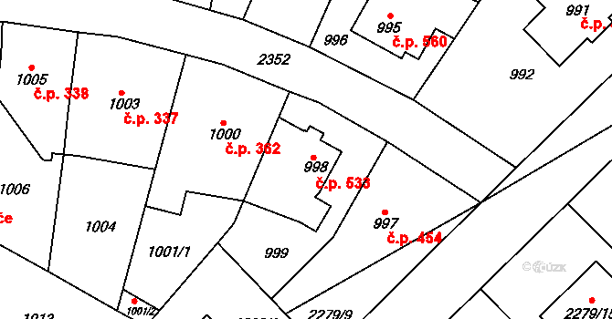 Suchdol 533, Praha na parcele st. 998 v KÚ Suchdol, Katastrální mapa