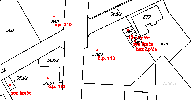 Liberec XI-Růžodol I 110, Liberec na parcele st. 579/1 v KÚ Růžodol I, Katastrální mapa
