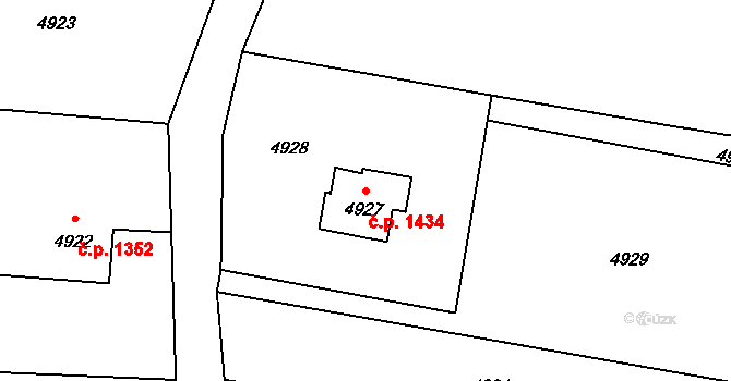 Město 1434, Havířov na parcele st. 4927 v KÚ Havířov-město, Katastrální mapa