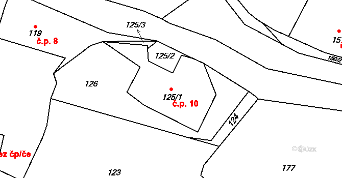 Maršíkov 10, Velké Losiny na parcele st. 125/1 v KÚ Maršíkov, Katastrální mapa