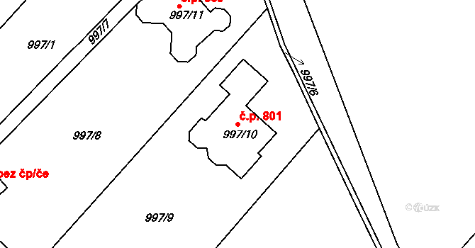 Kluč 801, Habartov na parcele st. 997/10 v KÚ Habartov, Katastrální mapa