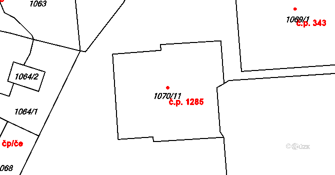 Kylešovice 1285, Opava na parcele st. 1070/11 v KÚ Kylešovice, Katastrální mapa