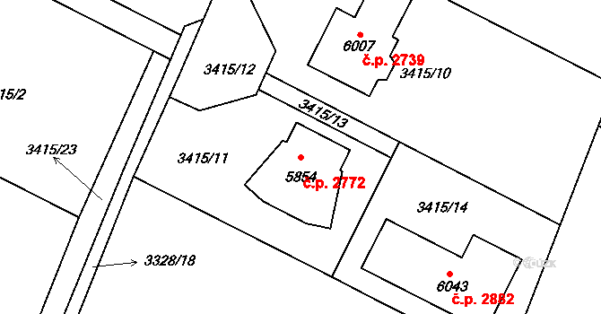 Rakovník II 2772, Rakovník na parcele st. 5854 v KÚ Rakovník, Katastrální mapa