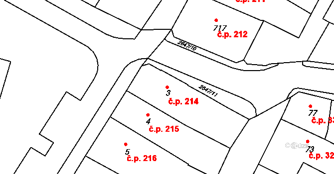 Rýmařov 214 na parcele st. 3 v KÚ Rýmařov, Katastrální mapa