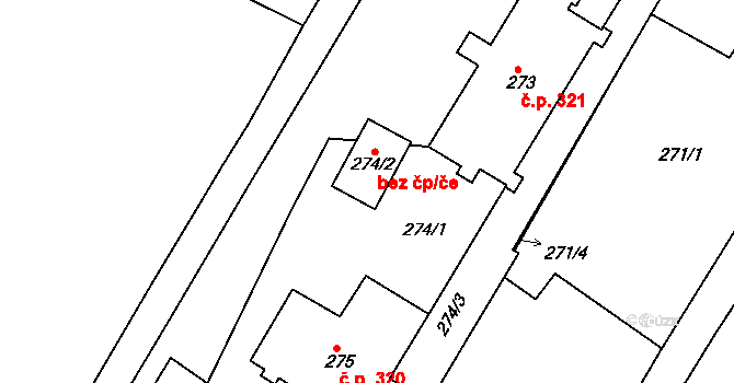 Svatobořice-Mistřín 38736004 na parcele st. 274/2 v KÚ Svatobořice, Katastrální mapa