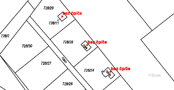 Spořice 39129004 na parcele st. 728/6 v KÚ Spořice, Katastrální mapa