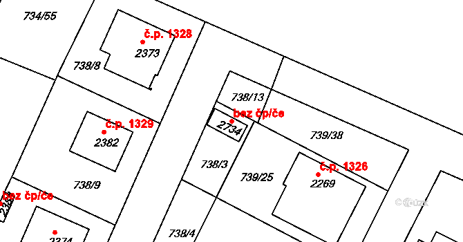 Neratovice 43028004 na parcele st. 2734 v KÚ Neratovice, Katastrální mapa