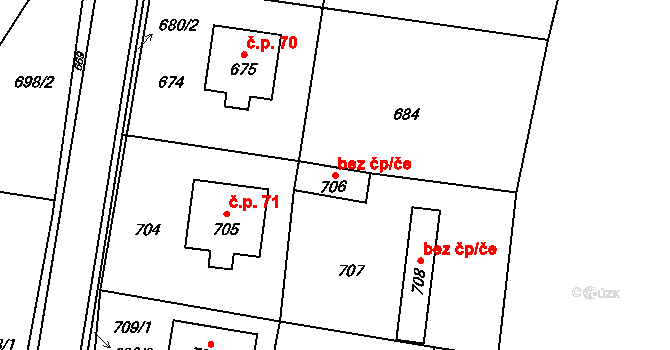 Zátor 45615004 na parcele st. 706 v KÚ Zátor, Katastrální mapa