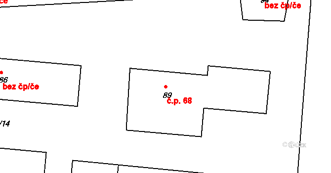 Krsice 68, Čimelice na parcele st. 89 v KÚ Krsice, Katastrální mapa