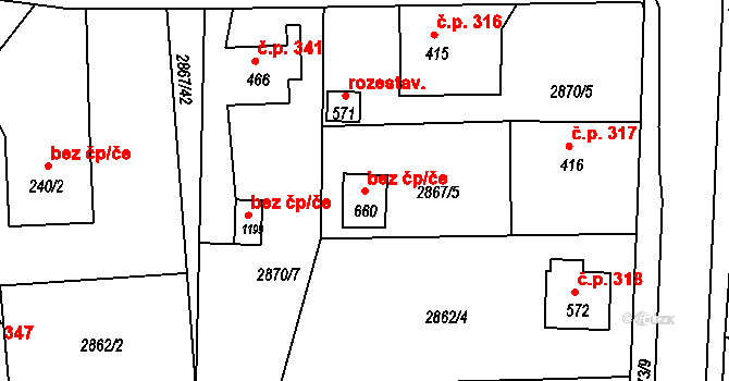 Borovany 49550004 na parcele st. 660 v KÚ Borovany, Katastrální mapa