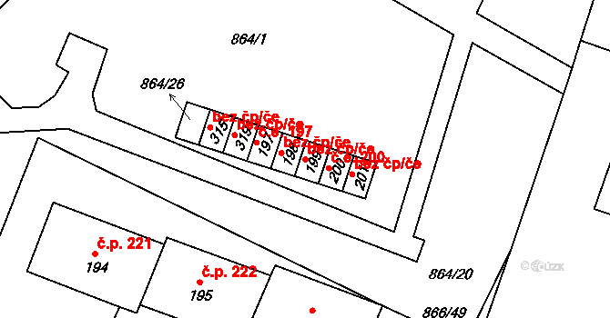 Libochovany 50156004 na parcele st. 199 v KÚ Libochovany, Katastrální mapa