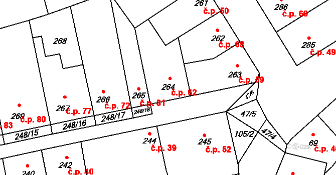 Svinařov 62 na parcele st. 264 v KÚ Svinařov u Kladna, Katastrální mapa