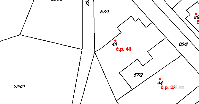 Rasochy 41, Uhlířská Lhota na parcele st. 43 v KÚ Rasochy, Katastrální mapa