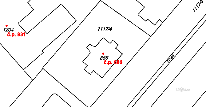 Náchod 666 na parcele st. 885 v KÚ Náchod, Katastrální mapa