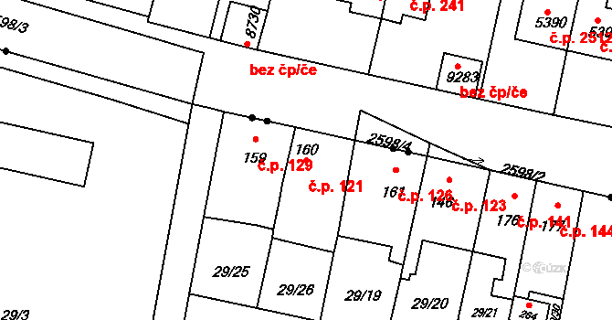 Nové Jesenčany 121, Pardubice na parcele st. 160 v KÚ Nové Jesenčany, Katastrální mapa