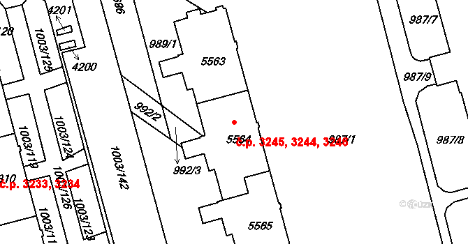 Havlíčkův Brod 3244,3245,3246 na parcele st. 5564 v KÚ Havlíčkův Brod, Katastrální mapa
