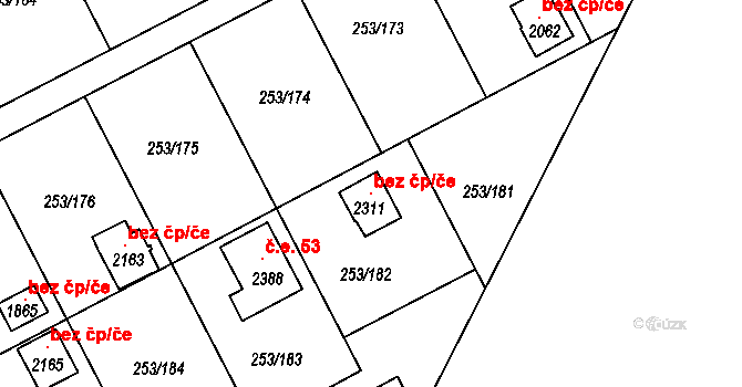 Třebíč 96872004 na parcele st. 2311 v KÚ Podklášteří, Katastrální mapa