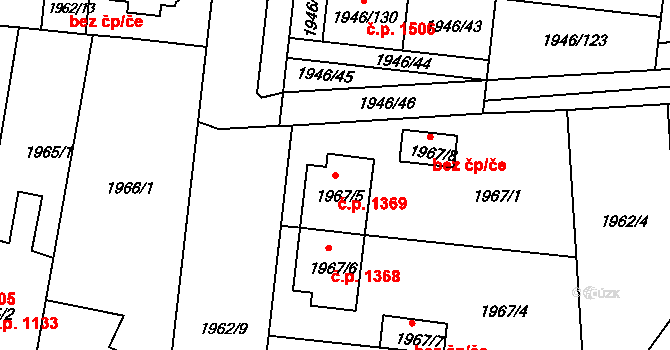 Holešov 1369 na parcele st. 1967/5 v KÚ Holešov, Katastrální mapa