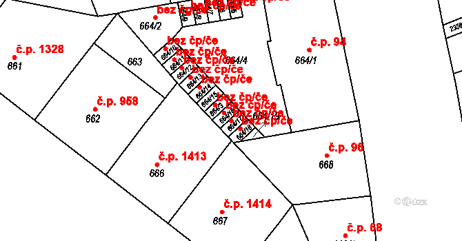 Praha 105123005 na parcele st. 664/17 v KÚ Holešovice, Katastrální mapa