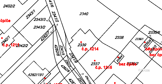 Rakšice 1214, Moravský Krumlov na parcele st. 2339 v KÚ Moravský Krumlov, Katastrální mapa