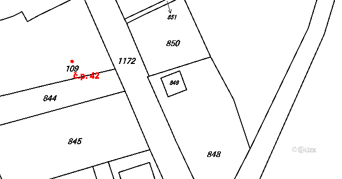 Bahno 257, Černíny na parcele st. 849 v KÚ Bahno, Katastrální mapa
