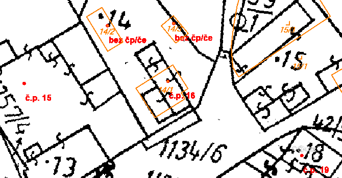 Klucké Chvalovice 16, Zbýšov na parcele st. 14/1 v KÚ Klucké Chvalovice, Katastrální mapa