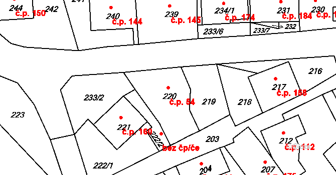 Žandov 54 na parcele st. 220 v KÚ Žandov u České Lípy, Katastrální mapa