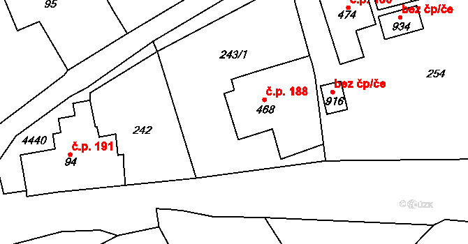 Opatov 188 na parcele st. 468 v KÚ Opatov v Čechách, Katastrální mapa