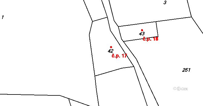 Bítouchov 17, Semily na parcele st. 42 v KÚ Bítouchov u Semil, Katastrální mapa
