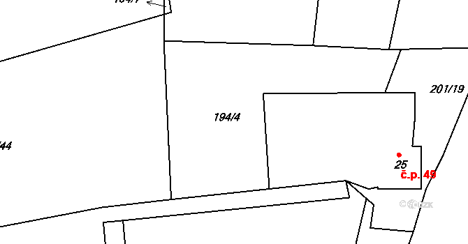 Bechyňská Smoleč 25, Sudoměřice u Bechyně na parcele st. 194/4 v KÚ Bechyňská Smoleč, Katastrální mapa