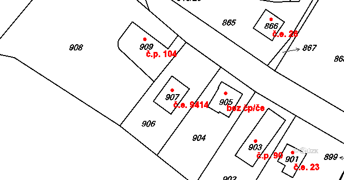 Brná 9414, Ústí nad Labem na parcele st. 907 v KÚ Brná nad Labem, Katastrální mapa