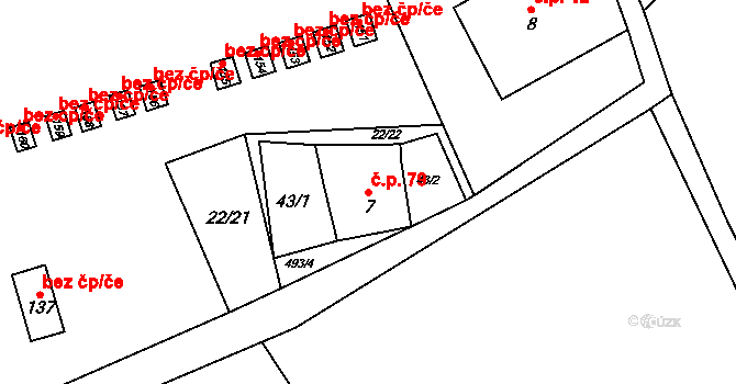 Horní Orlice 79, Červená Voda na parcele st. 7 v KÚ Horní Orlice, Katastrální mapa