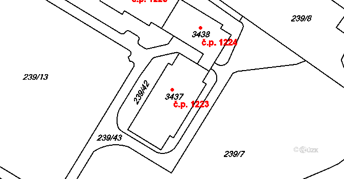 Strakonice I 1223, Strakonice na parcele st. 3437 v KÚ Strakonice, Katastrální mapa