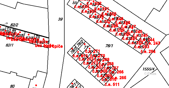 Miřetice u Klášterce nad Ohří 271, Klášterec nad Ohří na parcele st. 71 v KÚ Miřetice u Klášterce nad Ohří, Katastrální mapa
