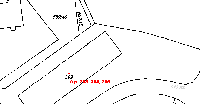 Maršov 253,254,255, Krupka na parcele st. 399 v KÚ Maršov u Krupky, Katastrální mapa