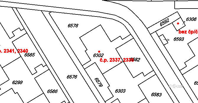 Líšeň 2336,2337, Brno na parcele st. 6302 v KÚ Líšeň, Katastrální mapa