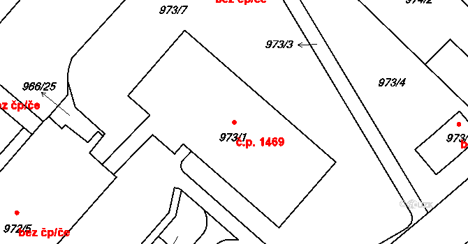 Pelhřimov 1469 na parcele st. 973/1 v KÚ Pelhřimov, Katastrální mapa