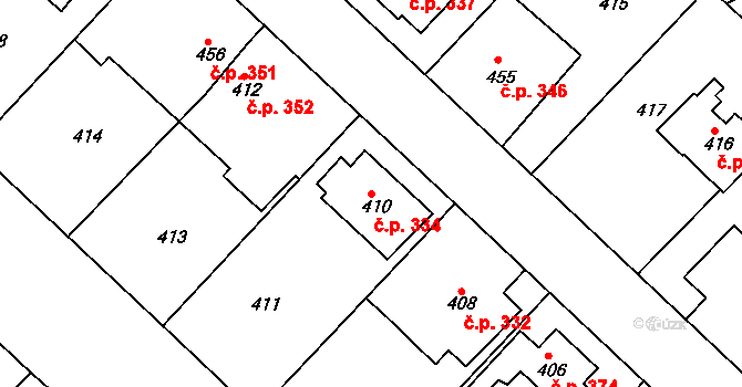 Svatava 334 na parcele st. 410 v KÚ Svatava, Katastrální mapa