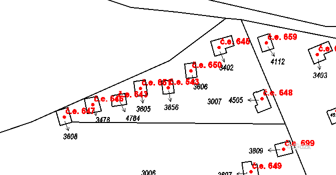 Česká Třebová 543 na parcele st. 3856 v KÚ Česká Třebová, Katastrální mapa