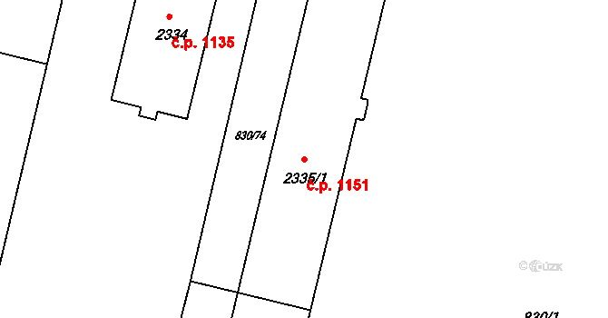 Prachatice II 1151, Prachatice na parcele st. 2335/1 v KÚ Prachatice, Katastrální mapa
