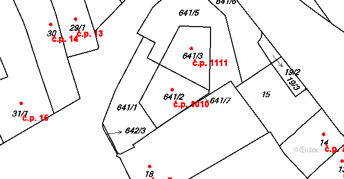 Valtice 1010 na parcele st. 641/2 v KÚ Valtice, Katastrální mapa
