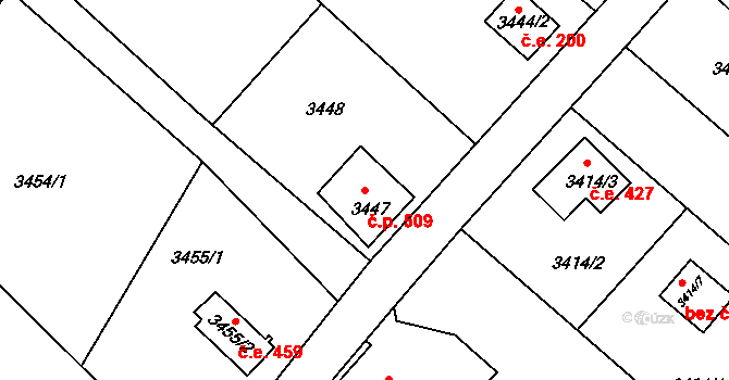 Rumburk 1 509, Rumburk na parcele st. 3447 v KÚ Rumburk, Katastrální mapa